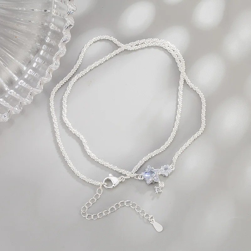 Silver Crystal Star Pendant Necklace