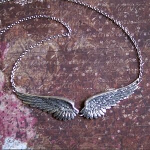 Silver Feathered Angel Wings Necklace