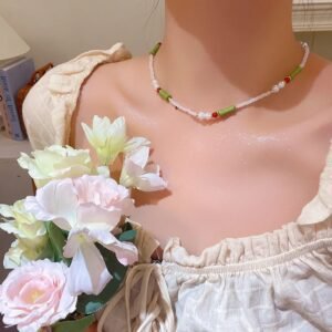 White Pearl Crystal Beaded Necklace