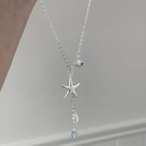 Silver Faux Pearl Starfish Necklace
