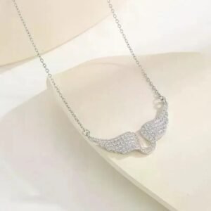 Silver Pavé Angel Wing Necklace