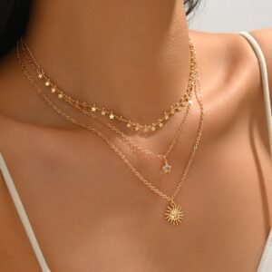 Gold Layered Sun Star Necklace