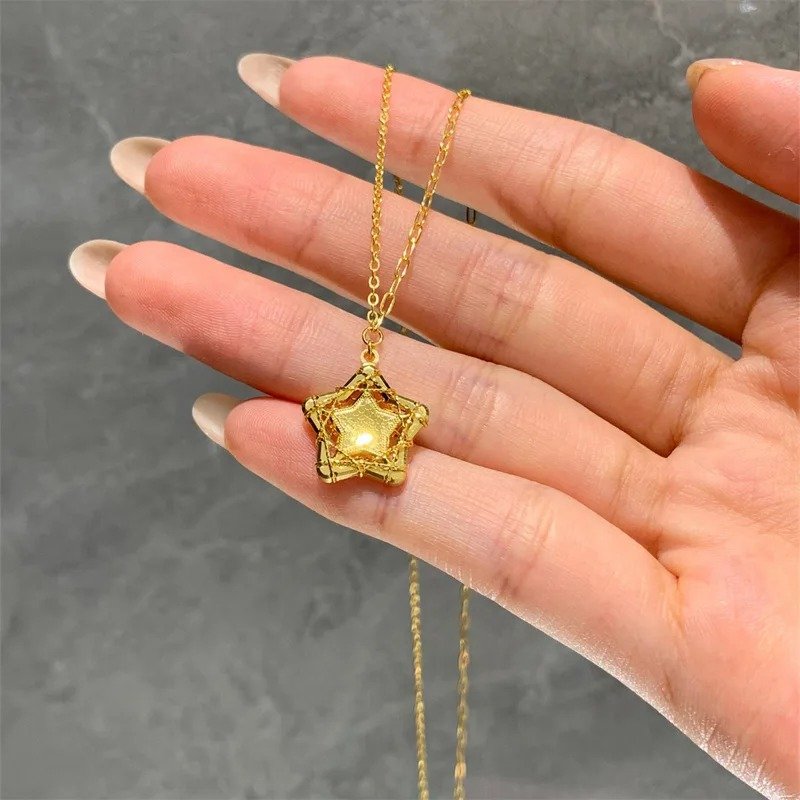 Gold Braided Star Pendant Necklace