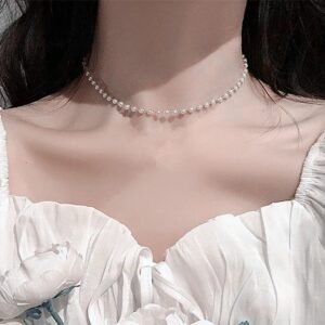 Faux Pearl Beaded Choker Necklace