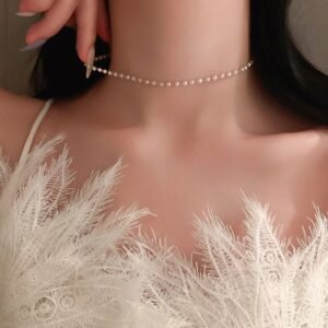 White Faux Pearl Choker Necklace