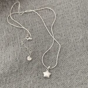 Silver Smiley Face Star Pendant Necklace