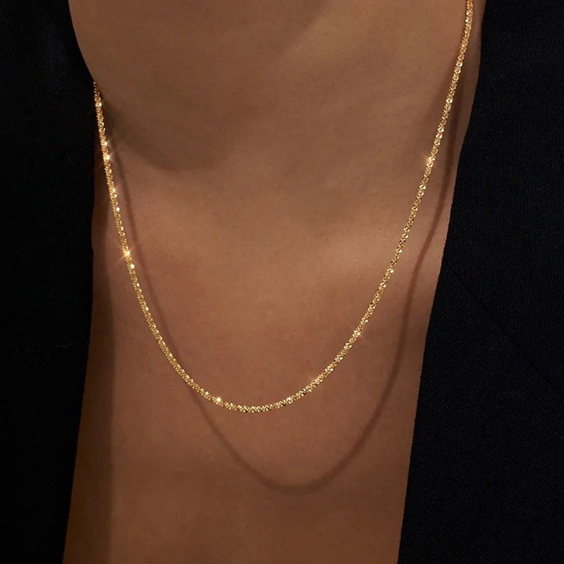 Gold Sparkle Twist Chain Necklace