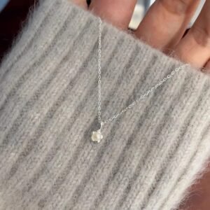 Silver Faux Pearl Flower Necklace