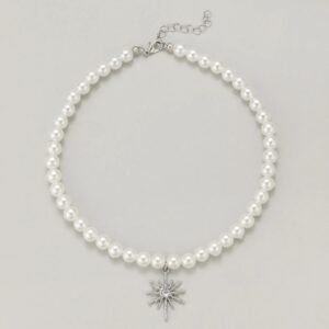 Pearl Crystal Starburst Choker Necklace