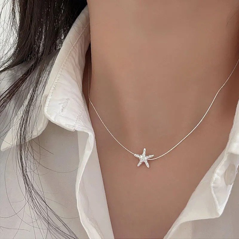 Silver Dainty Starfish Pendant Necklace