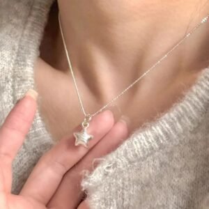 Silver Woven Star Charm Necklace