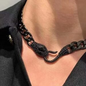 Black Pavé Snake Chain Necklace