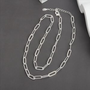 Silver Paperclip Link Chain Necklace