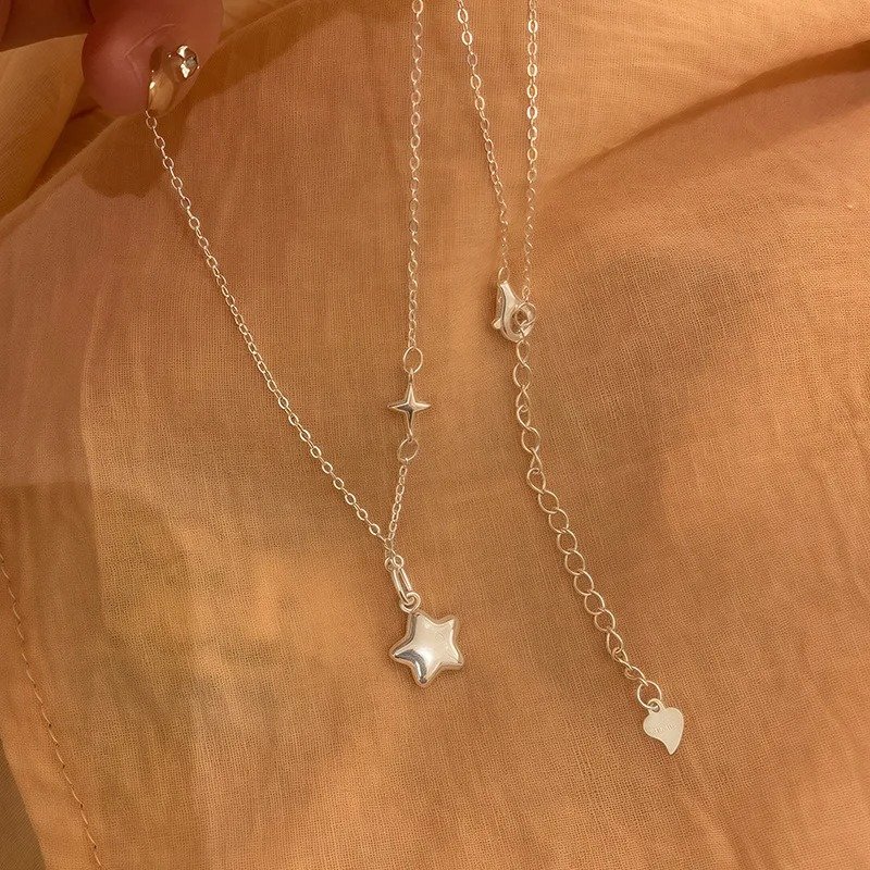 Silver Celestial Star Charm Necklace