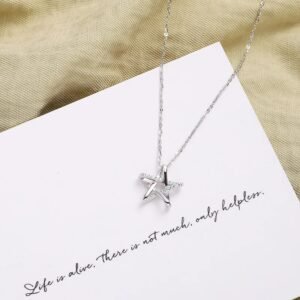 Silver Crystal Star Pendant Necklace