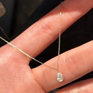 Gold Crystal Teardrop Necklace