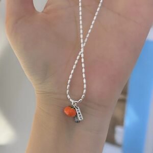 Silver Persimmon Peanut Charm Necklace